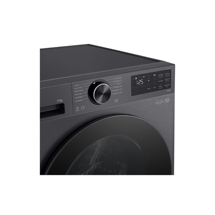 LG Washing machine | F4X5011TBB | Energy efficiency class A | Front loading | Washing capacity 11 kg | 1400 RPM | Depth 57 cm | Width 60 cm | Display | LED | Steam function | Direct drive | Wi-Fi | Matte Black