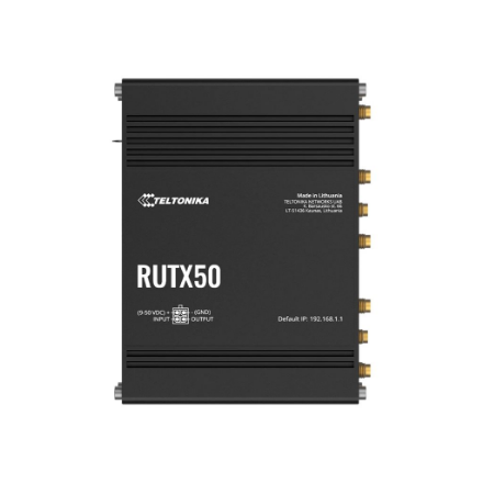 INDUSTRIAL 5G ROUTER | RUTX50 | 802.11ac | 867 Mbit/s | 10/100/1000 Mbps Mbit/s | Ethernet LAN (RJ-45) ports 5 | Mesh Support Yes | MU-MiMO Yes | 5G | Antenna type Internal