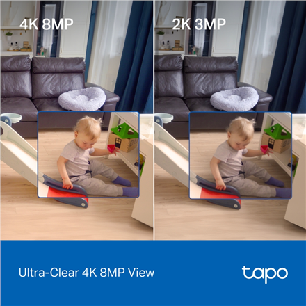 TP-LINK Tapo C250 | Pan/Tilt AI Home Security Wi-Fi Camera | PTZ | 8 MP | 4mm/F1.6 | H.265 | MicroSD Card up to 512 GB