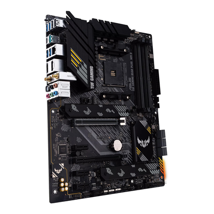 Asus | TUF GAMING B550-PLUS WIFI II | Processor family AMD | Processor socket AM4 | DDR4 DIMM | Memory slots 4 | Supported hard disk drive interfaces 	SATA, M.2 | Number of SATA connectors 6 | Chipset AMD B550 | 30.5cm x 24.4cm