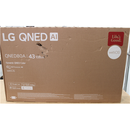 SALE OUT.  | SALE OUT. LG 43QNED80A3A | 43 | Smart TV | webOS 25 | UHD | Black | DAMAGED PACKAGING