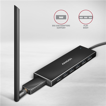 AXAGON SuperSpeed USB-A FLAT Hub | HUE-F7A