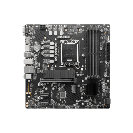 MSI | PRO B760M-P | Processor family Intel | Processor socket  LGA1700 | DDR5 DIMM | Memory slots 4 | Supported hard disk drive interfaces 	SATA, M.2 | Number of SATA connectors 4 | Chipset Intel B760 | mATX
