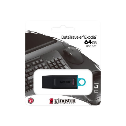 Kingston | DataTraveler Exodia USB Flash Drive | 64 GB | USB 3.2 Gen 1 | Black/Blue