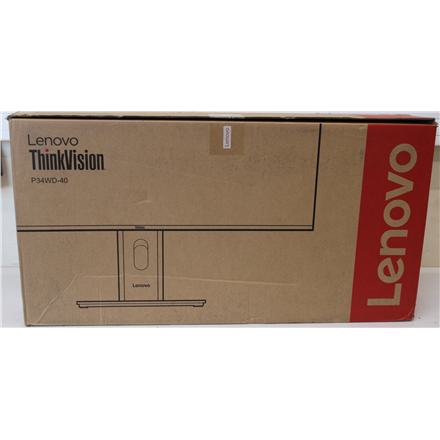 Lenovo SALE OUT. ThinkVision | P34WD-40 | 34 " | IPS | 21:9 | 120 Hz | 4 ms | 3440x1440 pixels | 350 cd/m² | HDMI ports quantity 1 | Eclipse black | Warranty 36 month(s) | DAMAGED PACKAGING