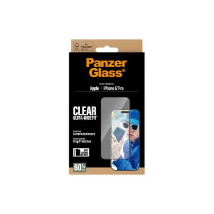 PanzerGlass Screen protector | Apple | iPhone 17 Pro | Glass | Transparent | Ultra-Wide Fit w. EasyAligner