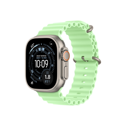 Apple 49mm Neon Green Ocean Band - Natural Titanium Finish | Apple