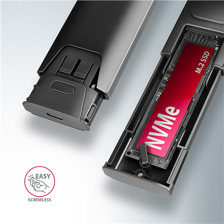 AXAGON USB-C 10Gbps - M.2 NVMe and SATA SSD THIN SCREWLESS box | EEM2-GTS2