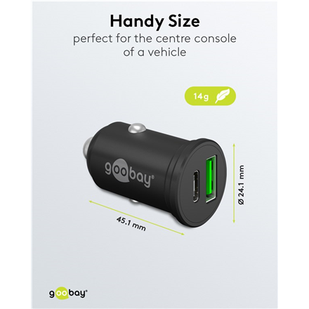 Goobay Dual-USB Car Fast Charger USB-C PD (Power Delivery), 45 W | 61739