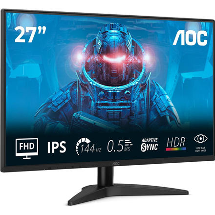 AOC | 27B36X | 27 " | IPS | FHD | 16:9 | 144 Hz | 4 ms | 1920 x 1080 pixels | 300 cd/m² | HDMI ports quantity 1 | Black
