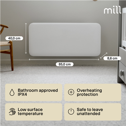 Mill | Heater | IB900DN Steel | Panel Heater | 900 W | Number of power levels 1 | Suitable for rooms up to 11-15 m² | White | N/A