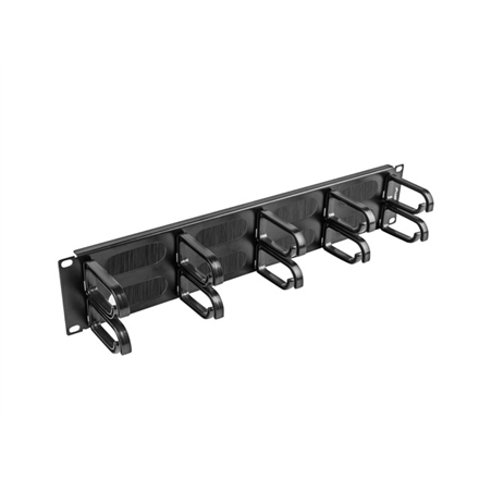 Lanberg 19" cable management brush panel 10 rings - type B 2U | AK-1204-B | Black