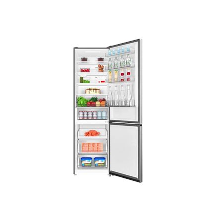 TCL Refrigerator | RP456BLE0 | Energy efficiency class E | Free standing | Combi | Height 201 cm | No Frost system | Fridge net capacity 314 L | Freezer net capacity 142 L | Display | 39 dB | Silver