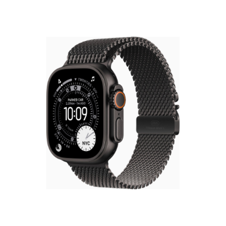 Apple Watch Ultra 3 GPS + Cellular 49mm Black Titanium Case with Black Titanium Milanese Loop - Large | Apple