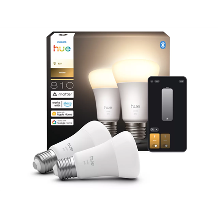 Philips Hue W 810 A60 2P EU | E27 | 7 W | Warm white to cool white light | Bluetooth, Zigbee