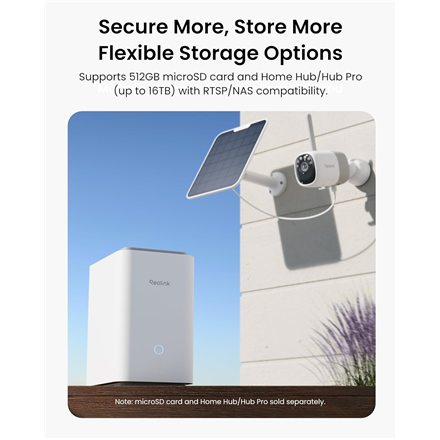Reolink Wireless Pan & Tilt Long Lasting Solar/Battery Camera with Spotlights | Altas Series B630 with Solar Panel | Bullet | 4 MP | 4mm/F1.0 | Micro SD, Max. 512 GB