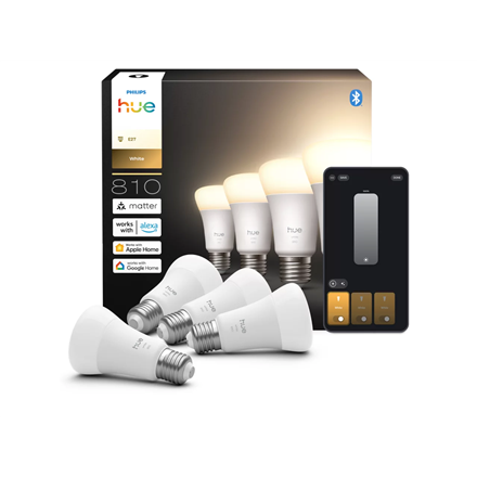 Philips Hue W 810 A60 4P EU | E27 | Warm to cool white light | Bluetooth, Zigbee