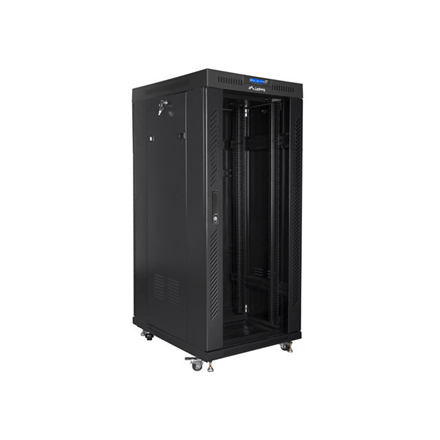 Lanberg | Rack cabinet 19" free-standing 27U/800x1000 (flat pack) with glass door, LCD | FF01-8027-12BL | Black