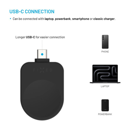 Fixed USB-C Charging Adapter for Samsung Galaxy Watch compatible with Powerstation Uni | Black