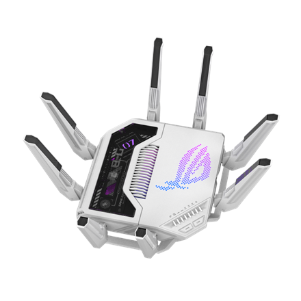 Asus WiFi 7 Tri-band Gaming Router | ROG Rapture GT-BE19000AI | 802.11ax | 10/100/1000 Mbit/s | Ethernet LAN (RJ-45) ports 1 | Mesh Support Yes | MU-MiMO Yes | 4G/5G | Antenna type External