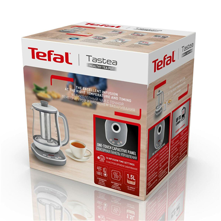 TEFAL BJ551B10 | Tea Kettle | 1400 W | 1.5 L | Glass | 360° rotational base | White/Grey