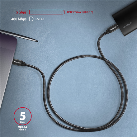 AXAGON | Data and charging USB 3.2 Gen1 cable, 3 m | BUCM3-CM30AB | USB Type C - USB Type C