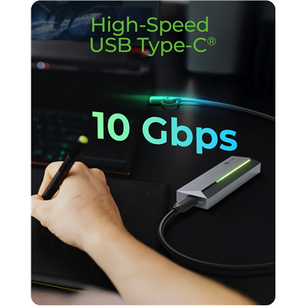 Raidsonic Icy Box M.2 SATA/NVMe SSD Enclosure with USB 3.2 Gen 2 Type-C and RGB light | Warranty IB-1826MCL-CU31 month(s)