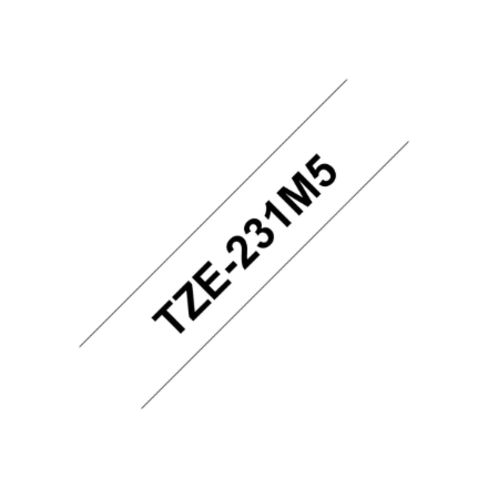 Brother TZE231M5 | Black on white | Laminated tape | 1.2 cm x 8 m