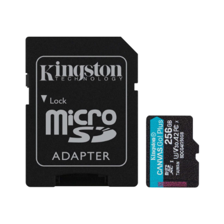 Kingston | Canvas Go! Plus | 256 GB | microSD | Flash memory class Class 10, UHS-I, U3, V30, A2