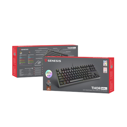 Genesis | THOR 404 TKL | Mechanical Gaming Keyboard | Wired | US | Kailh Box Brown V2 | Black | RGB