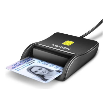AXAGON Compact desktop USB contact Smart/ID card reader with long, USB-A cable | CRE-SM3N