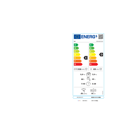 LG | Washing Machine With Dryer | F2DV5S7S1E | Energy efficiency class D | Front loading | Washing capacity 7 kg | 1200 RPM | Depth 46 cm | Width 60 cm | Display | LED | Drying system | Drying capacity 5 kg | Steam function | Direct drive | Wi-Fi | White
