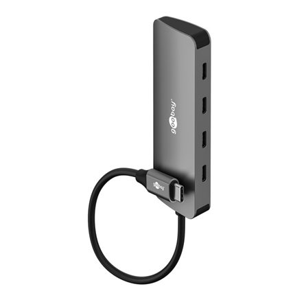 Goobay Slim 4-Port USB-Hub, USB-C auf USB-C, 10 Gbit/s, Grey | 76565