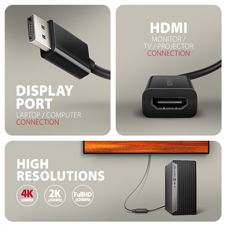 AXAGON Active adapter RVD-HI20N | DisplayPort to HDMI | 0.15 m