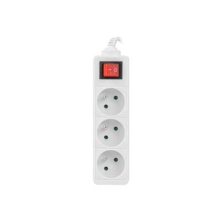 Lanberg Cable Power Strip 3M 3X French Outlets with Switch, Quality-Grade Copper | PS1-03E-0300-W