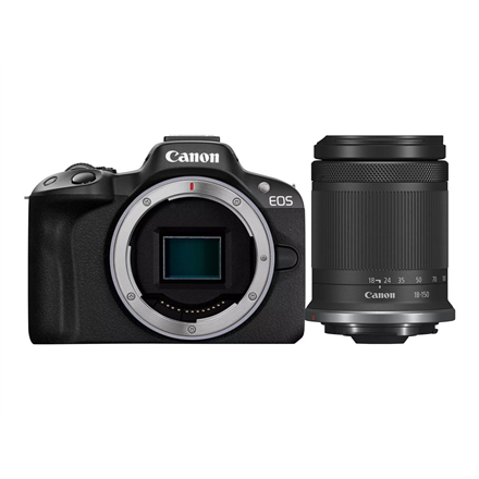 Canon | EOS R50 - digital camera RF-S 18-150mm F3.5-6.3 IS STM lens | Megapixel 24.2 MP | ISO sensitivity (max) ISO 51200 | Wi-Fi | Automatic, manual | CMOS | Black