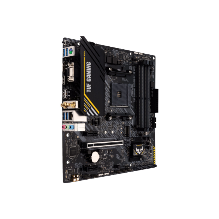 Asus | TUF GAMING A520M-PLUS | Processor family  AMD | Processor socket AM4 | DDR4 | Memory slots 4 | Supported hard disk drive interfaces SATA, M.2 | Number of SATA connectors 4 | Chipset  AMD A520 | Micro ATX