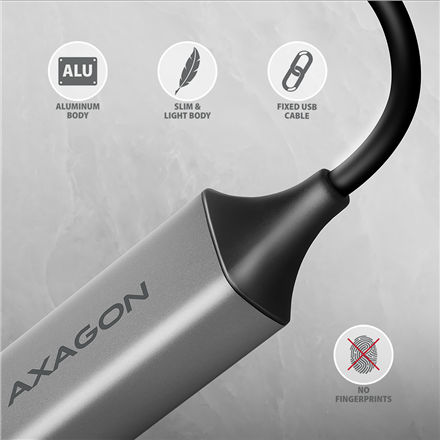 AXAGON ADE-TXCA Compact aluminum USB 3.2 Gen 1 Gigabit Ethernet 10/100/1000Mbit adapter with automatic installation, Nintendo Switch support and USB C-A reduction