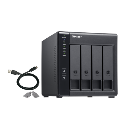 QNAP | 4-Bay | TR-004 | Up to 4 HDD/SSD Hot-Swap | Micro processor with hardware RAID