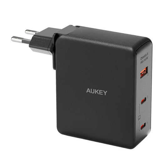 Wall charger Aukey PA-B7O, 1xUSB-A, 2xUSB-C, 140W GaN (black) - Product Image 1