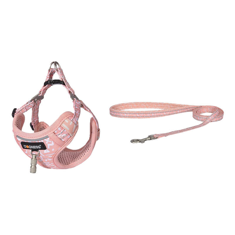 Dogness cat leash 1,5m+harness walking set (pink) - Product Image 1