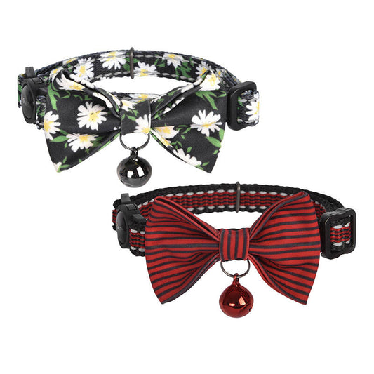 Collar set Dogness for cats 2 pcs (Daisy Black/Waterproof Red) - Product Image 1