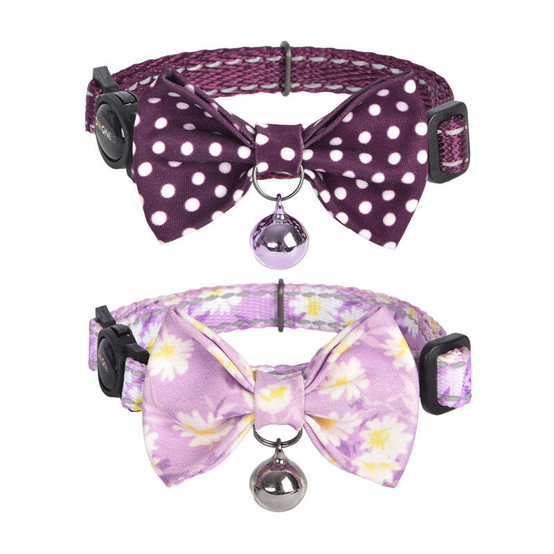 Collar set Dogness for cats 2 pcs (Calamus Purple/Polka Dot Purple) - Product Image 1