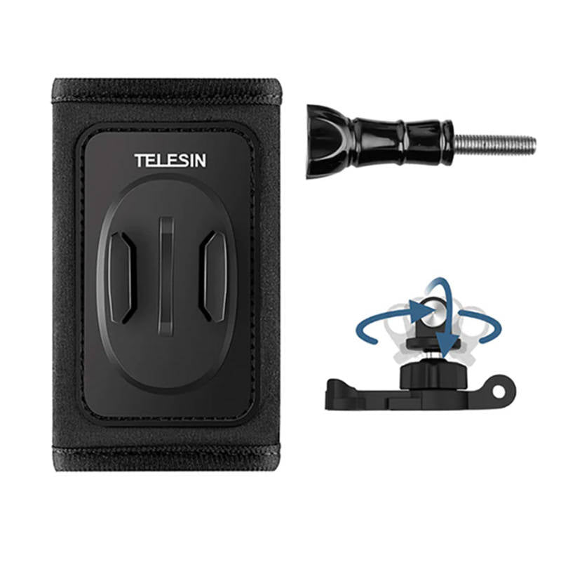Telesin backpack strap mount with 360° J-hook mount for GoPro/Osmo Action (GP-BPM-005) - Image 1