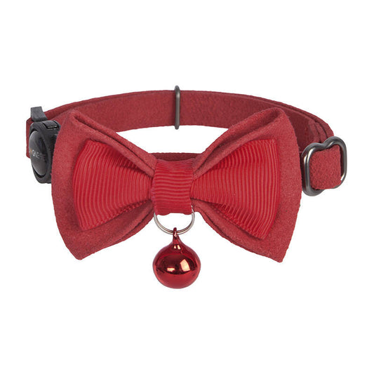 Collar set Dogness for cats 2 pcs (Genuine Leather Red/Fiber Black) - Product Image 2