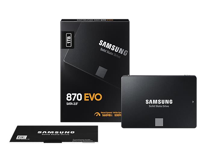 SSD SAMSUNG 870 EVO 1TB SATA SATA 3.0 MLC Write speed 530 MBytes/sec Read speed 560 MBytes/sec 2,5" TBW 600 TB MTBF 1500000 hours MZ-77E1T0B/EU