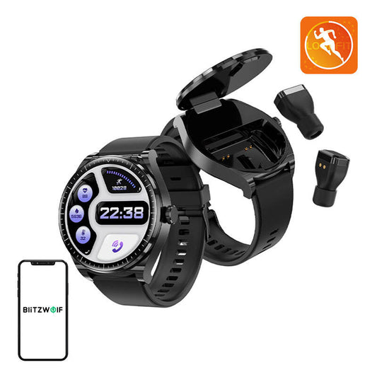 BlitzWolf BW-HW1 Smartwatch + TWS-Kopfhörer (schwarz)