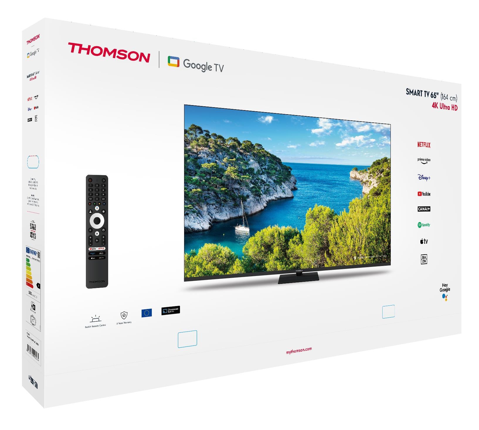 TV Set THOMSON 65" 4K/Smart 3840x2160 Wireless LAN Bluetooth Google TV Black 65UG5C14