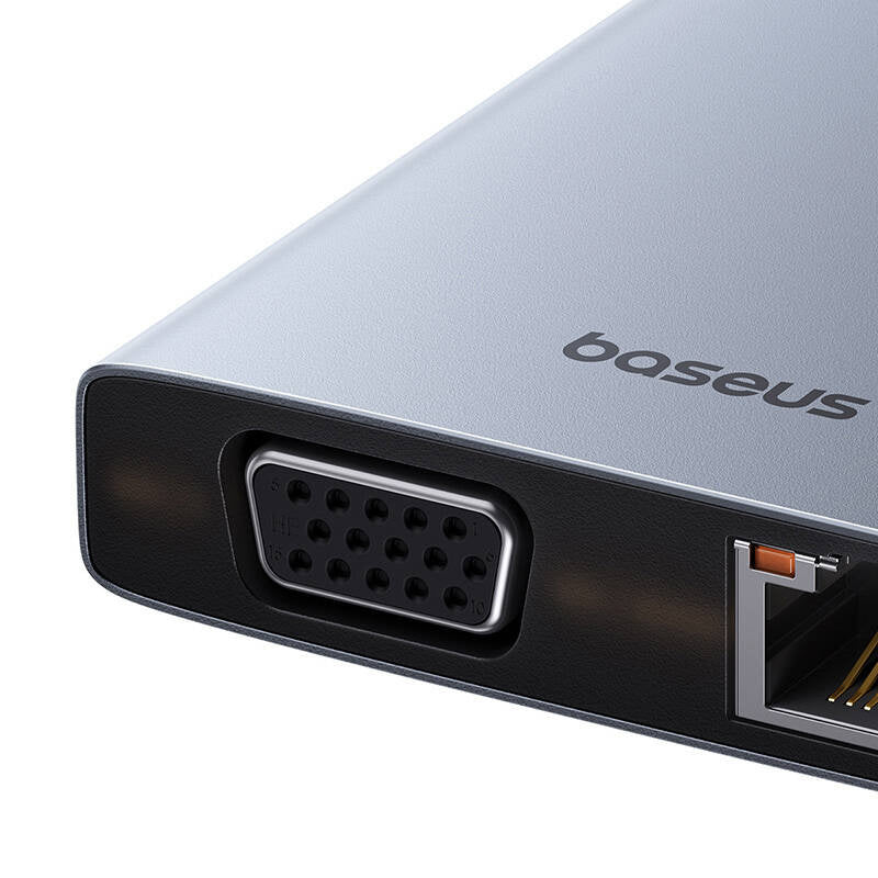 Hub 13in1 Baseus PortalJoy USB-C to HDMI+DP+VGA+C+USB+PD+RJ45+SD/TF+3.5mm (grey) - Product Image 4