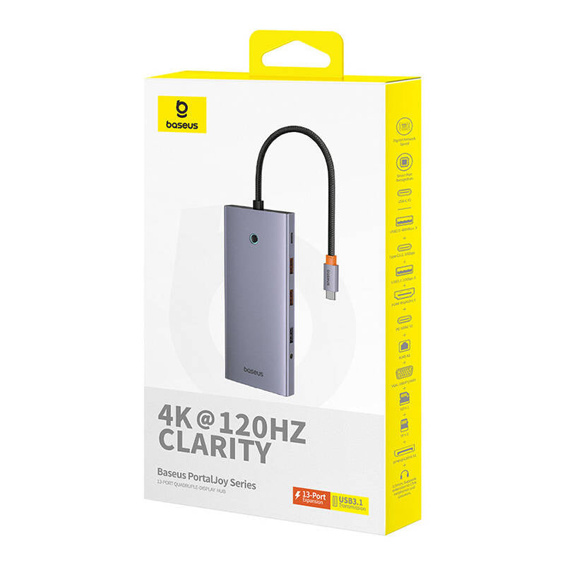 Hub 13in1 Baseus PortalJoy USB-C to HDMI+DP+VGA+C+USB+PD+RJ45+SD/TF+3.5mm (grey) - Product Image 7